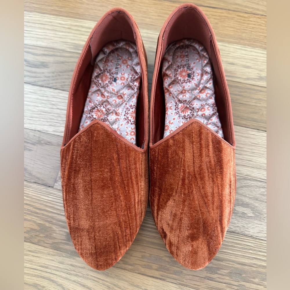 Birdies Rust Velvet Smoking Slippers - Women's Flats